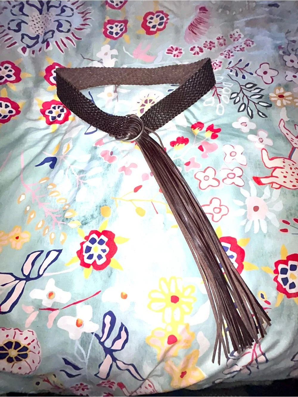 WOW - Vintage Y2K J. Crew Braided Leather Fringe Belt - Dark Brown